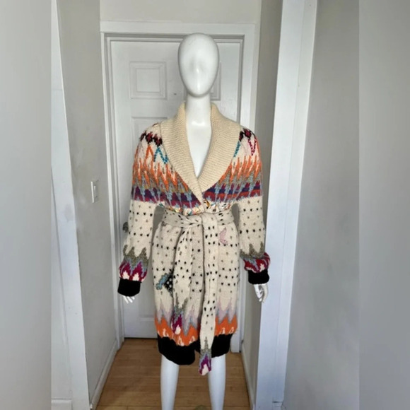 Tsumori Chisato Aztec Print Colourful Wool Alpaca Cardigan Size 3 S/M - Picture 1 of 8